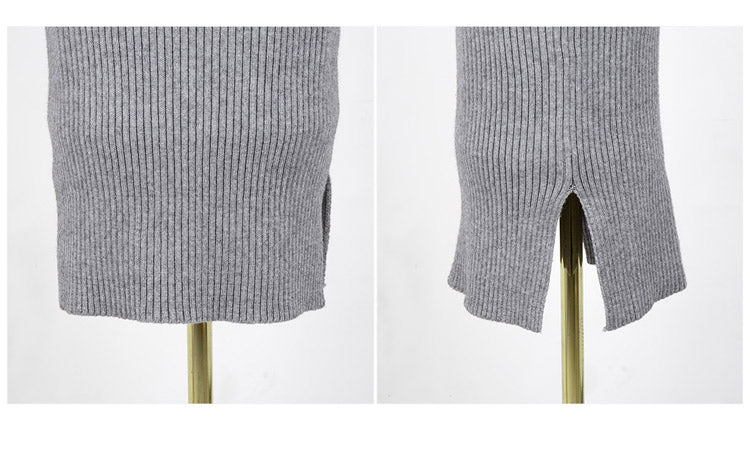 Sexy High Neck Knitted Elastic Long Dresses