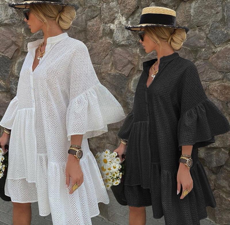Fashion Turnover Collar Fall Women Dresses-STYLEGOING