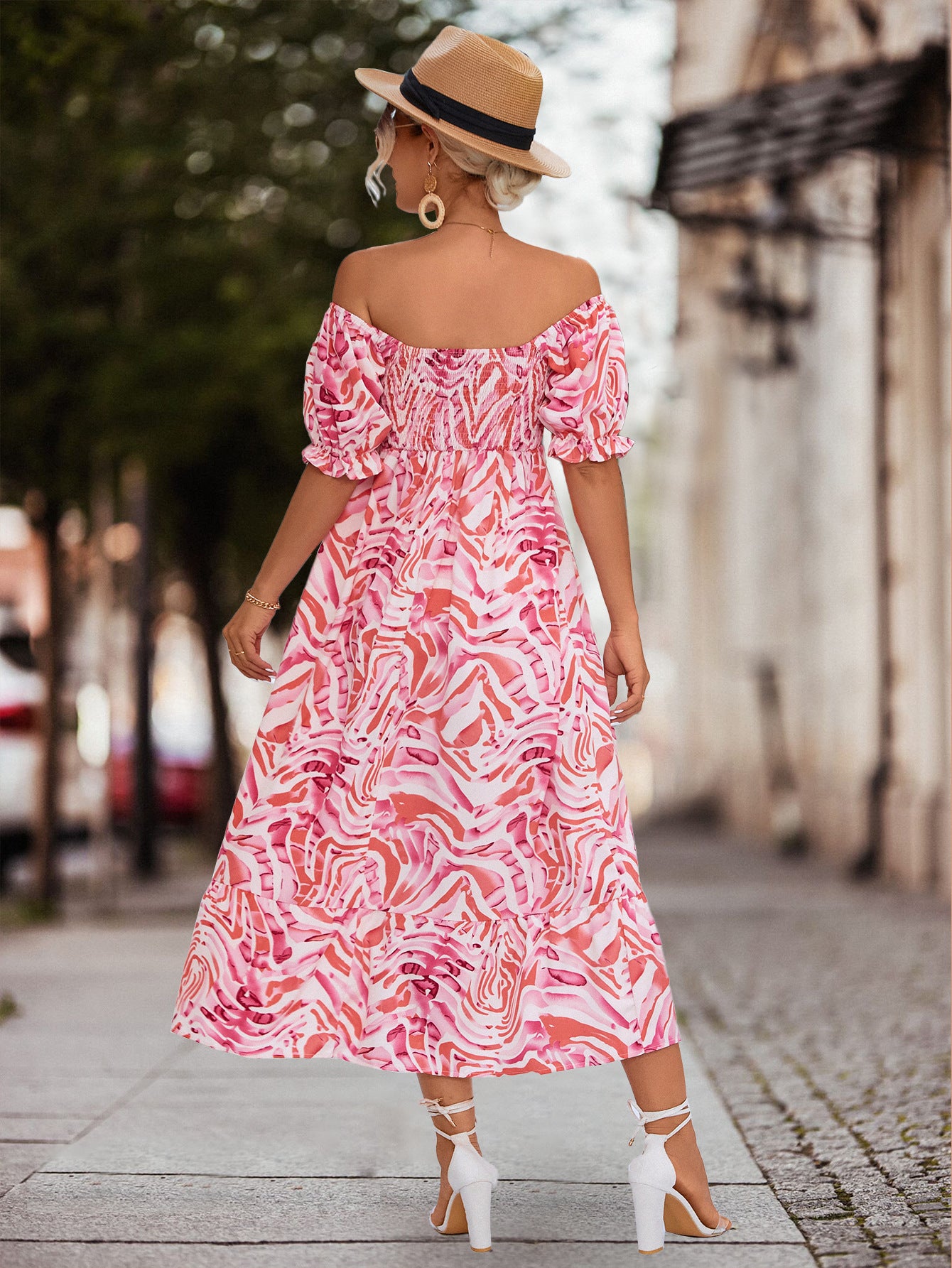 Casual Off The Shoulder Floral Print Summer Dresses