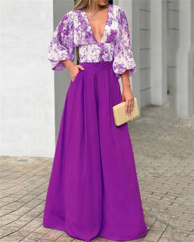 Sexy Deep V Neck Summer Two Pieces Women Suits