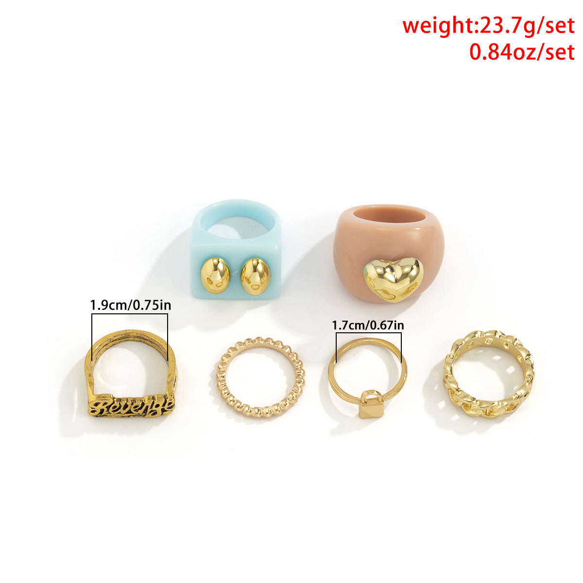 Fashion Sweet Letter Design Women Ring 6pcs/set