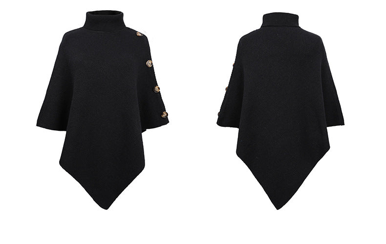 Winter High Neck Knitted Women Cape Coats