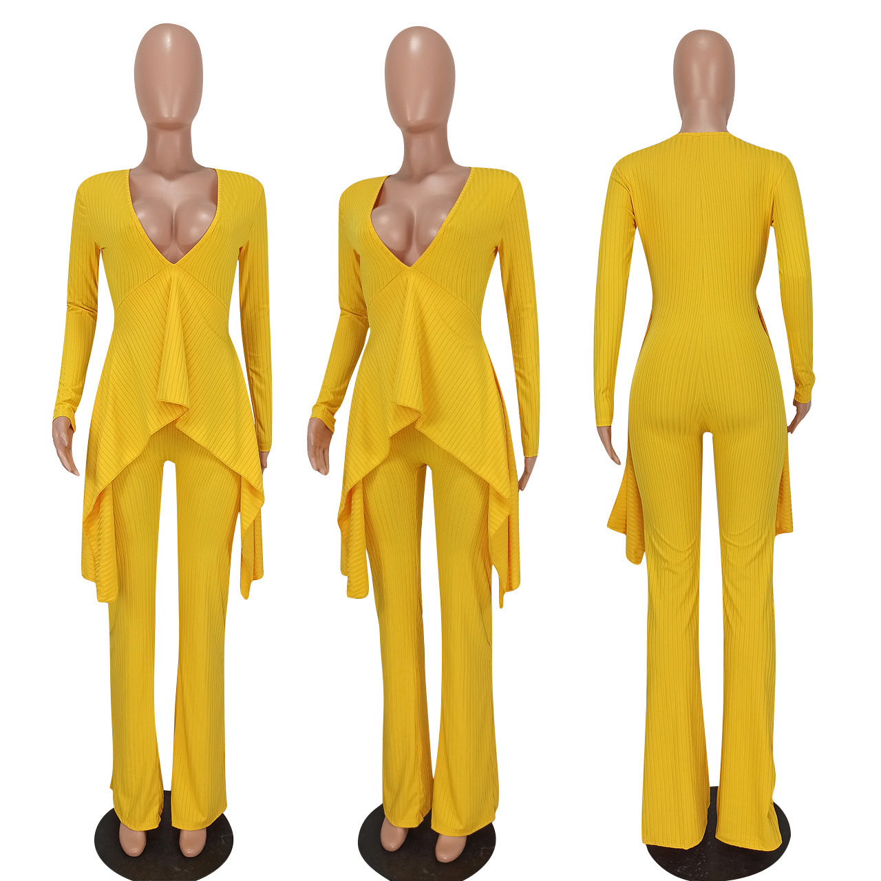 Sexy Yellow Fake Two Pieces Women Jumpsuits