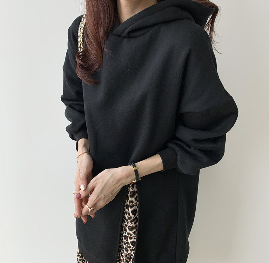 Leisure Leopard Fake Two Pieces Autumn Long Dresses