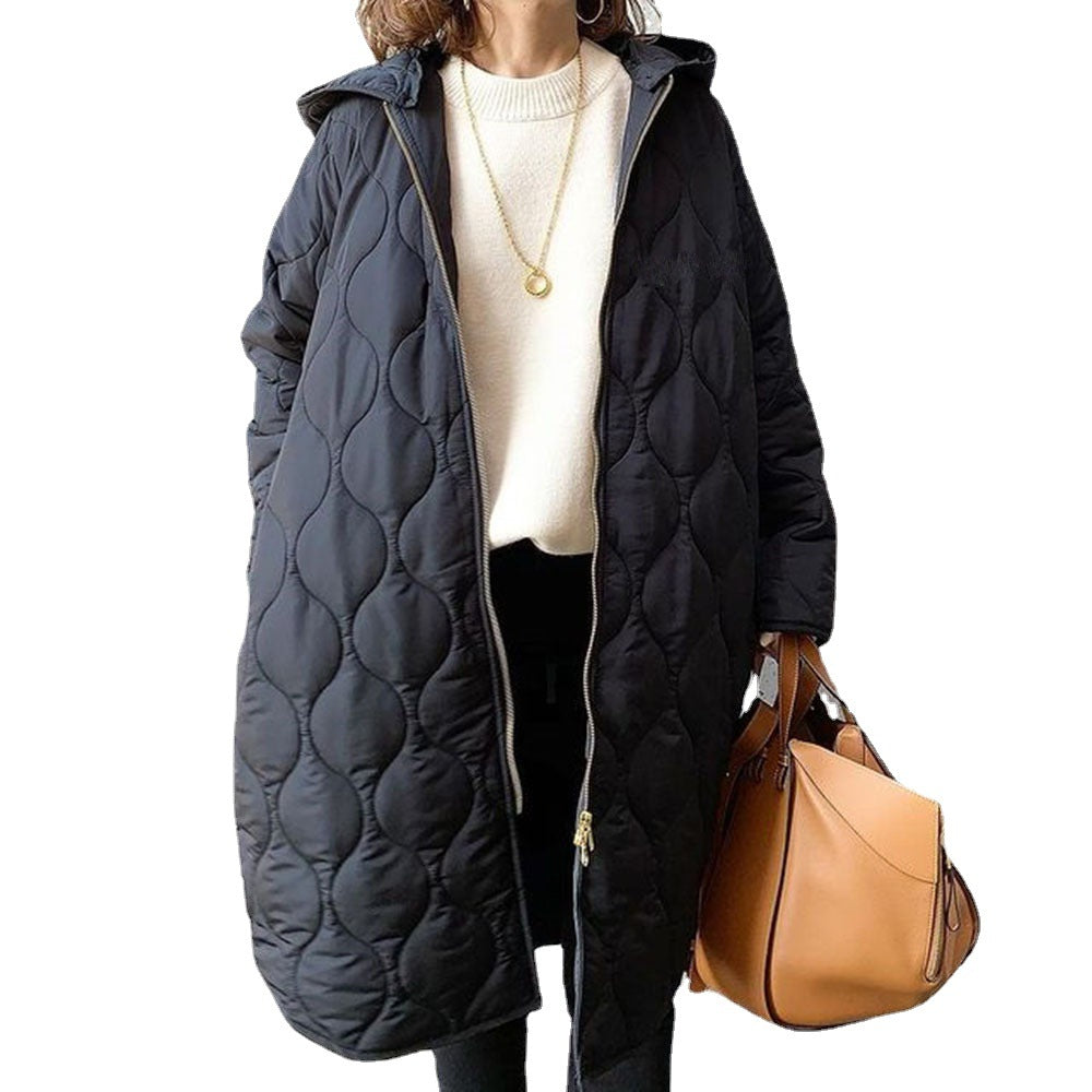 Black Rhombus Winter Overcoat for Women