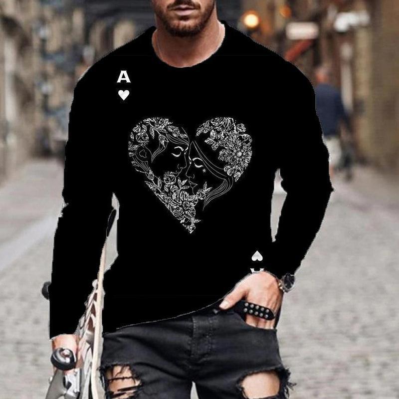 Casual Men Poke Design Long Sleeves T Shirts