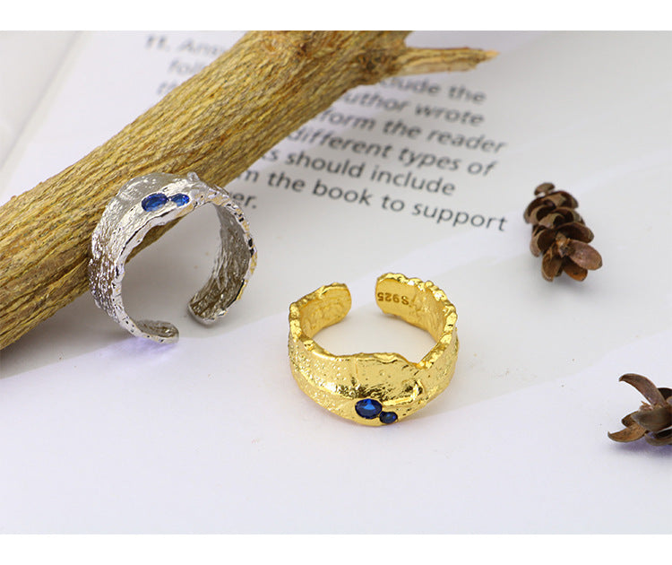 Irregular Wide Design Women Sterling Silver Rings