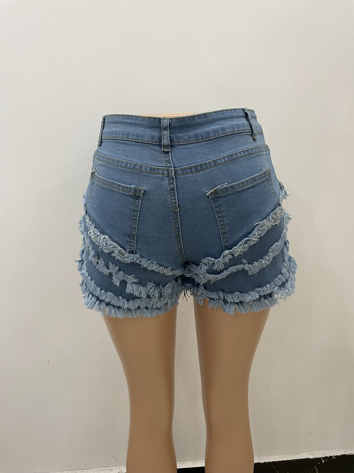 Casual Ruffled Denim Short Trousers for Women
