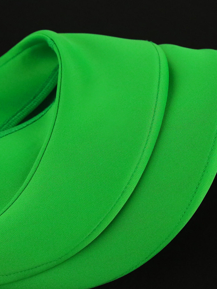 Green V Neck Ruffled High Waist Party Dresses