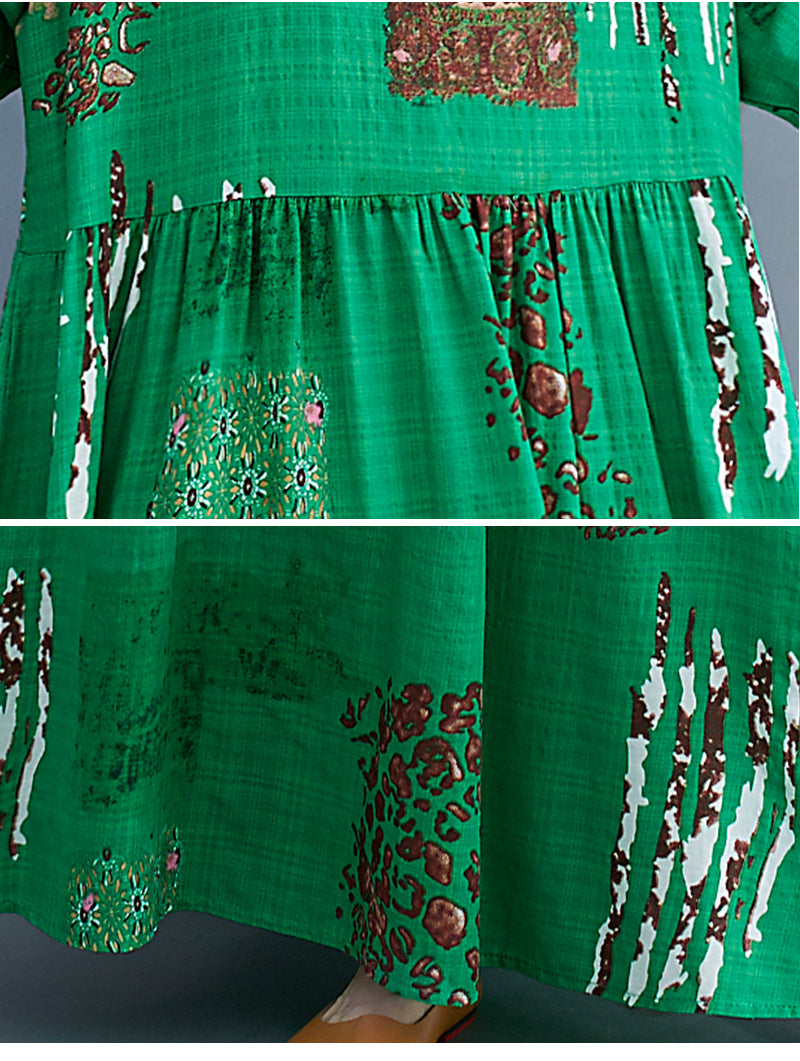 Women Green Plus Sizes Long Sleeves Cozy Dresses