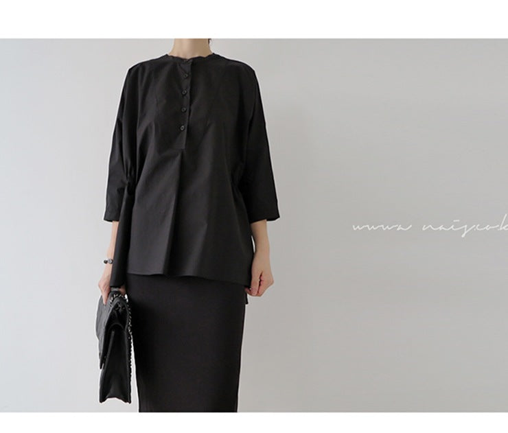 Women Irregular 3/4 Length Sleeves White Shirts