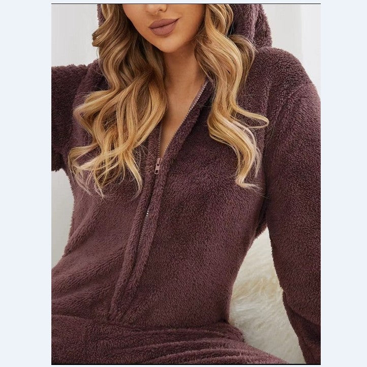 Plus Sizes Women Fleece Jumpsuits Sleepwear