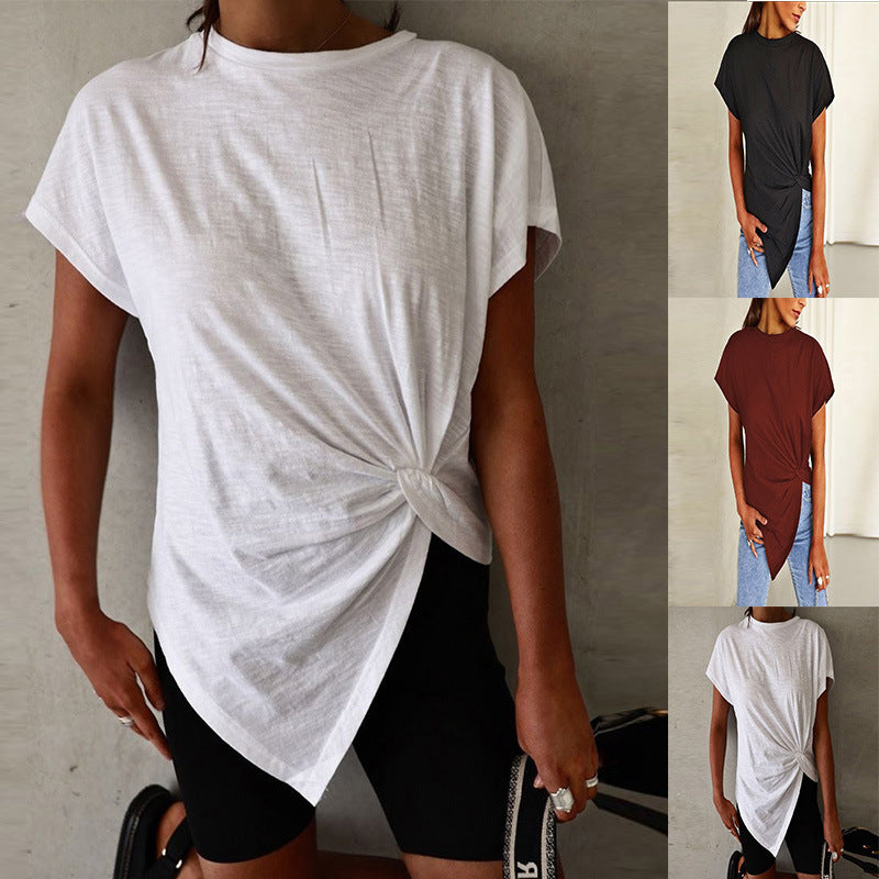 Simple Designed Irregular Women Summer T Shirts