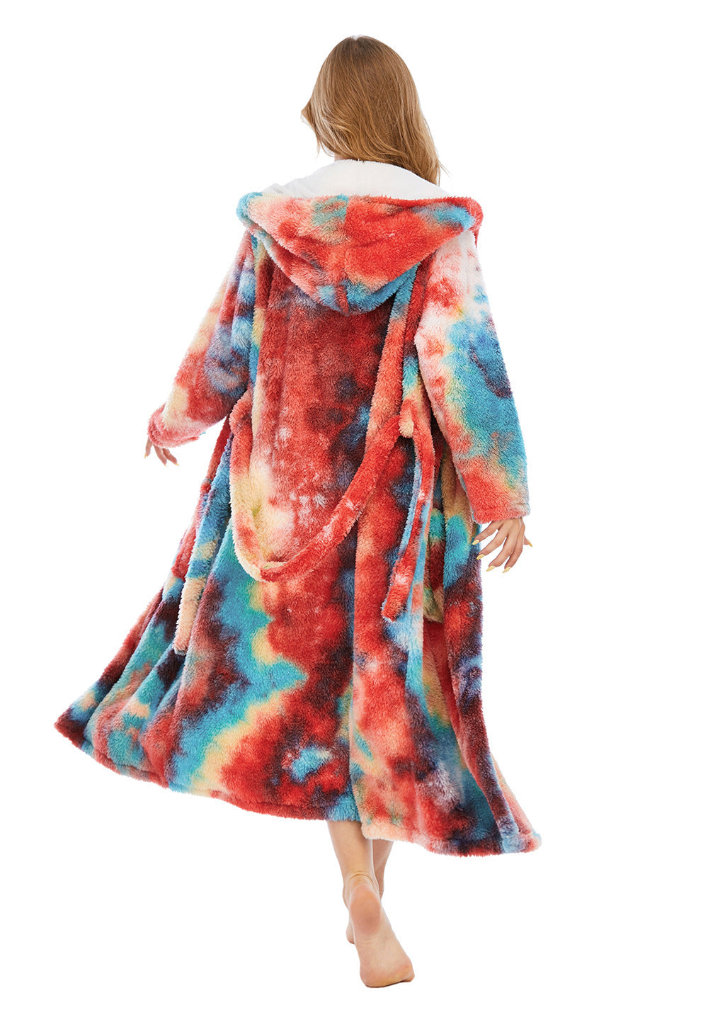 Women Dyed Fleece Casual Winter Hoodies Sleepwear with Pocket