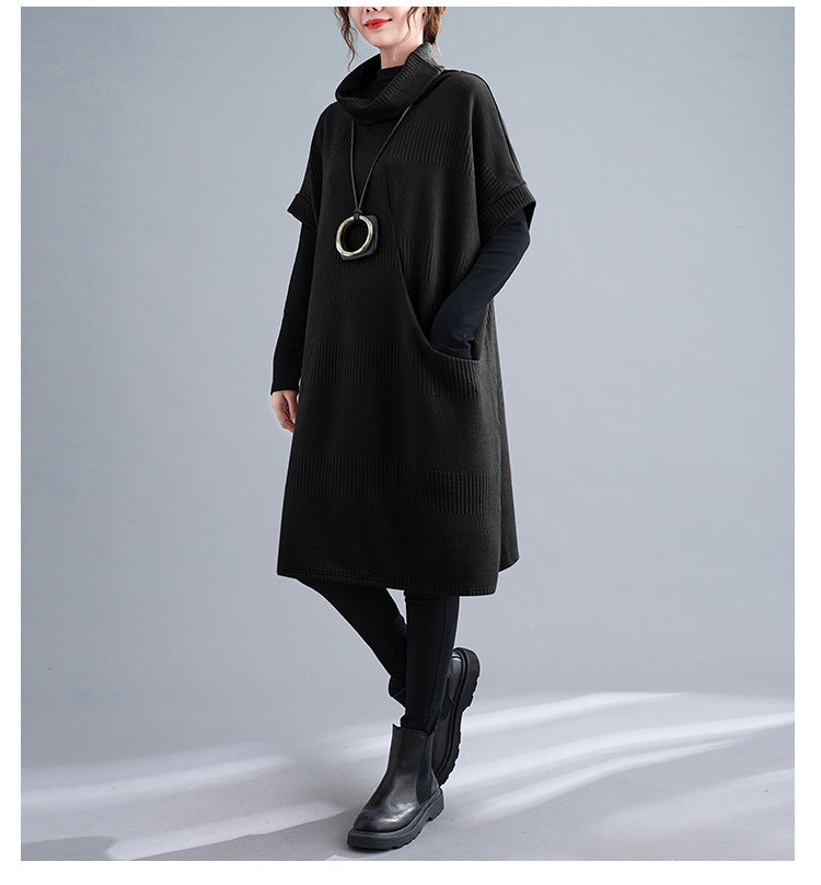 Elegant Turtleneck Plus Sizes Loose Dresses
