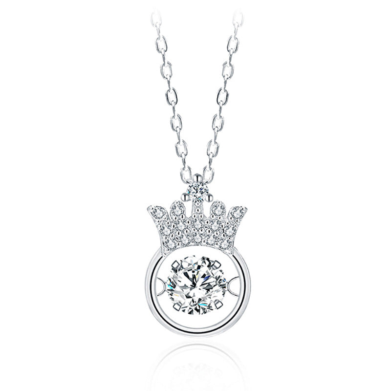 Crown Design Zircon Sterling Sliver Necklace
