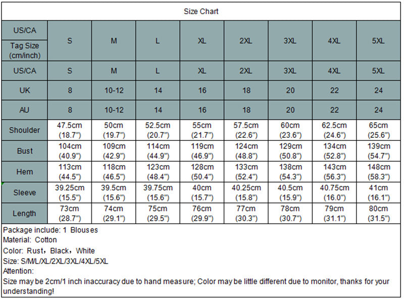 Vintage 3/4 Length Sleeves Casual Women Shirts