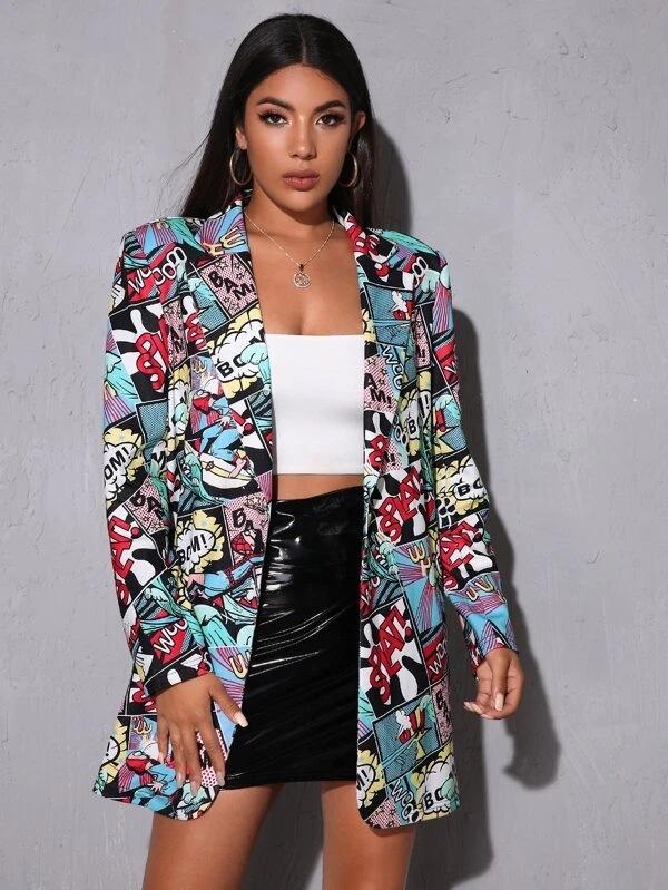 Unfixed Animal/Letter Print Women Blazers-STYLEGOING