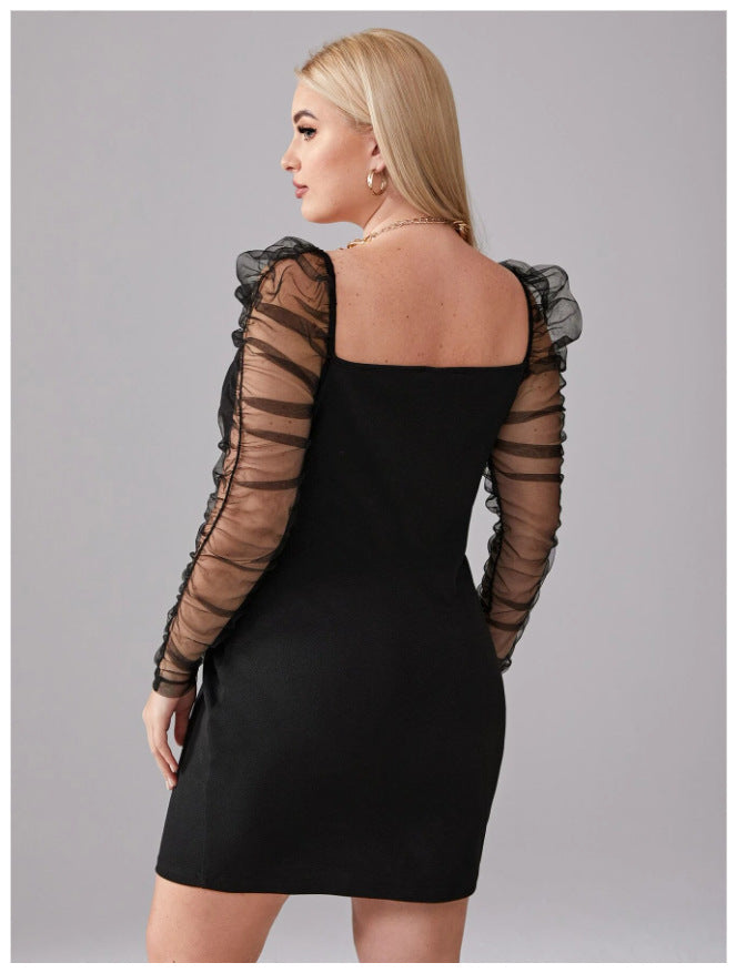 Black Tulle Plus Sizes Women Dresses