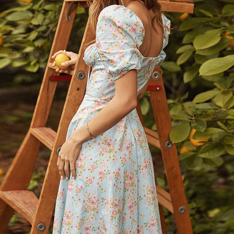 Summer Short Sleeves Floral Dresses-STYLEGOING