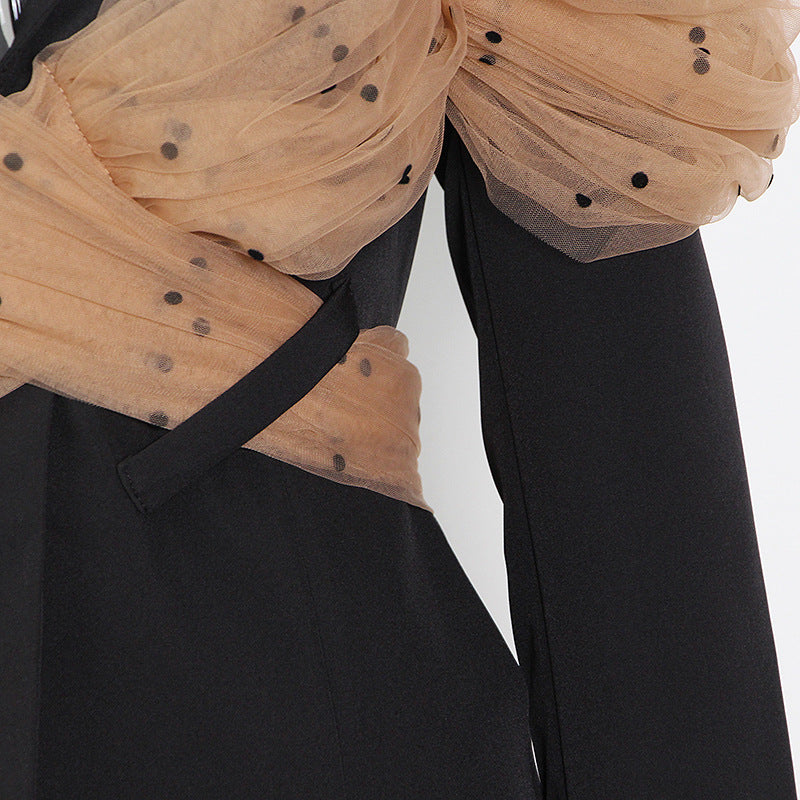 Designed Black Blazer Tops for Women