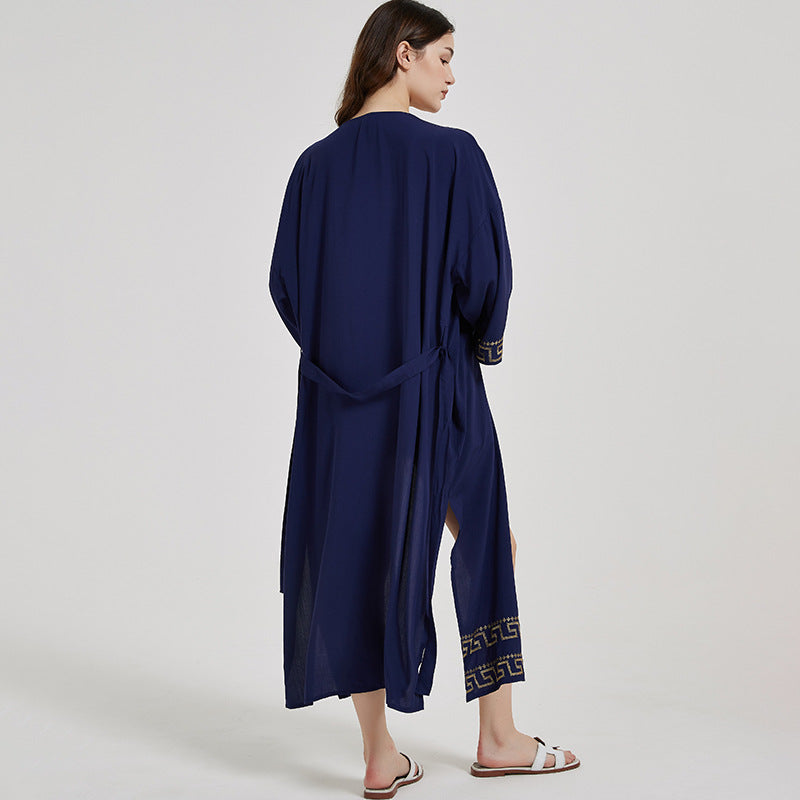 Navy Blue Summer Holiday Beach Bikini Cover Ups