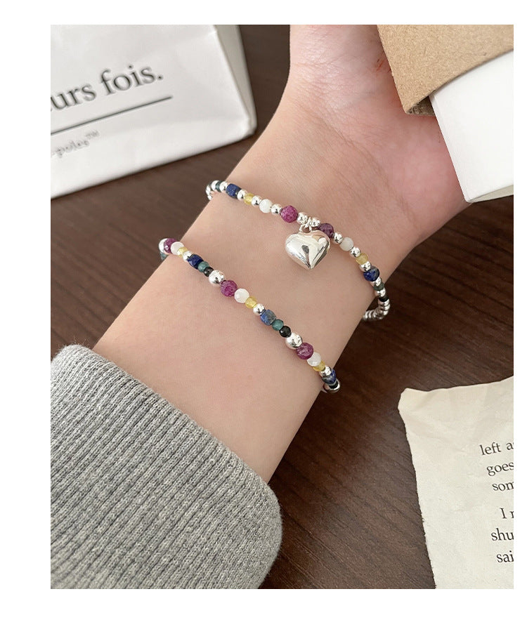 Women Crystal Design Sweetheart Silver Bracelet Sets