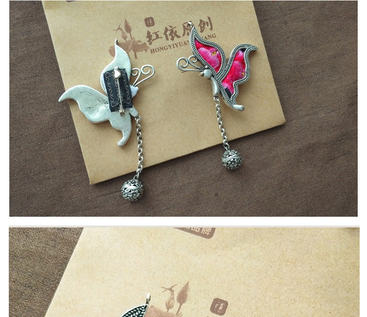 Vintage Embroidery Butterfly Brooches