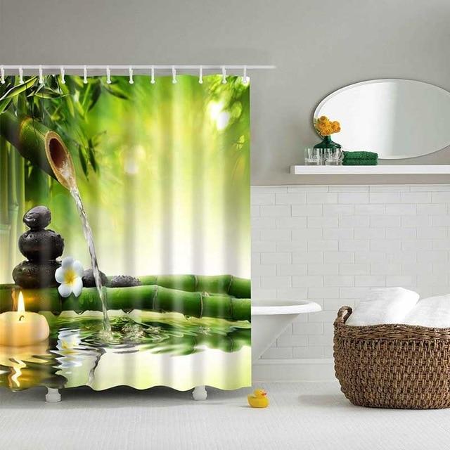 Bamboo Waterfall Bathroom Fabric Shower Curtain