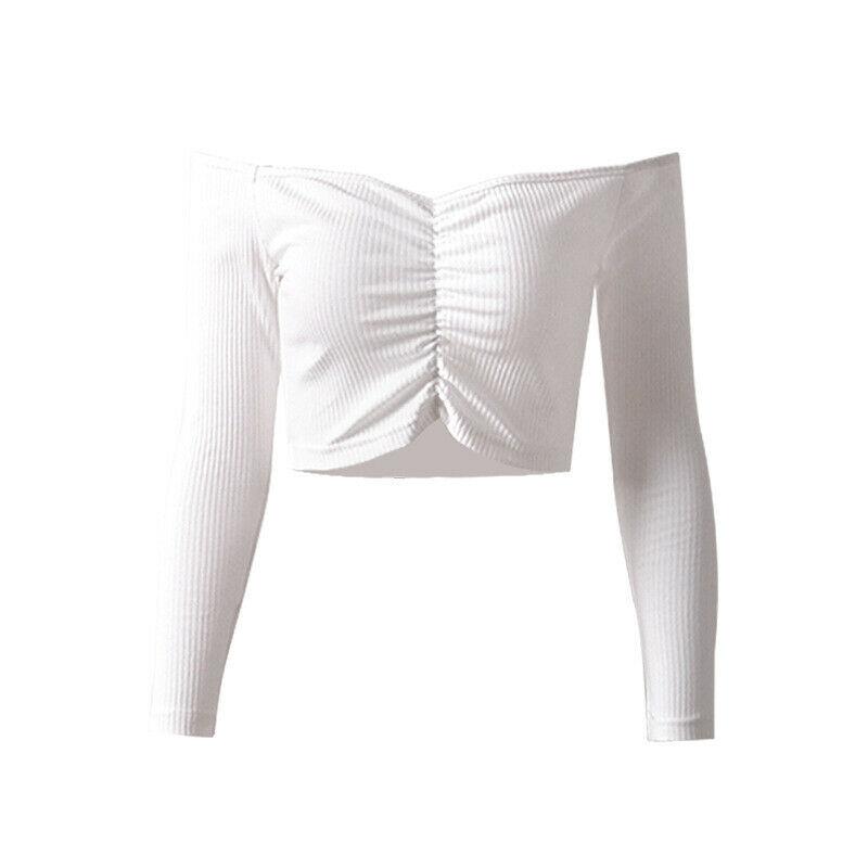 Sexy Slim Off Shoulder Crop Tops-STYLEGOING