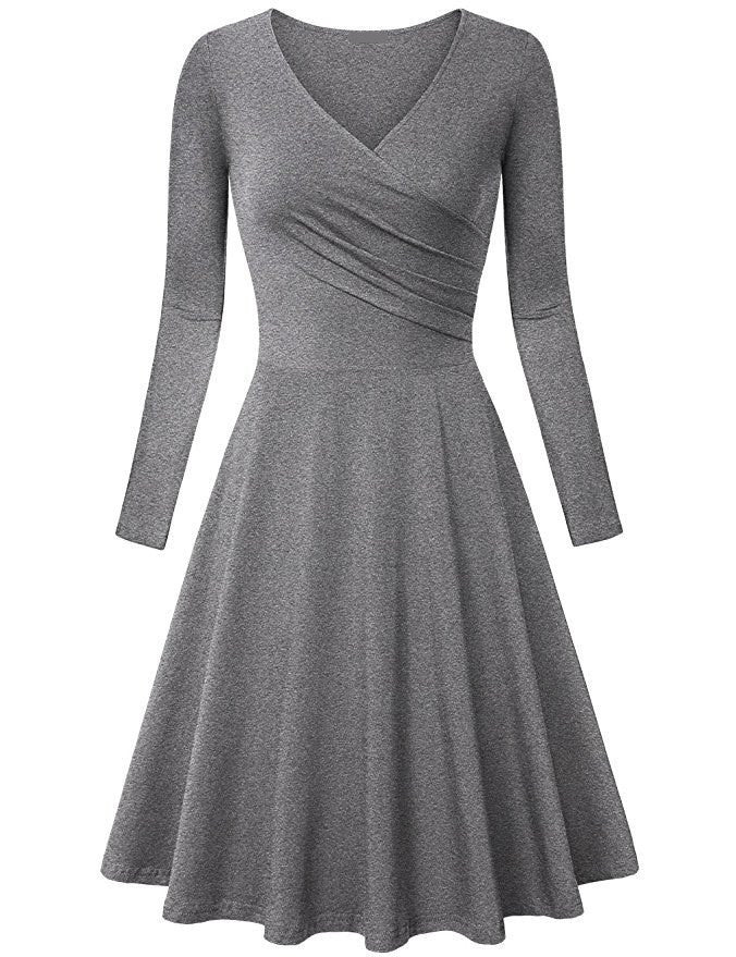 Elegant V Neck Long Sleeves Dresses