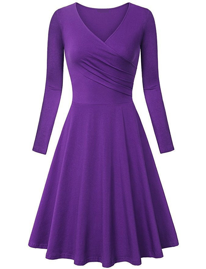 Elegant V Neck Long Sleeves Dresses