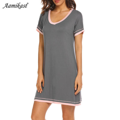 Casual Cotton Short Sleeves Sleepwear Dresses