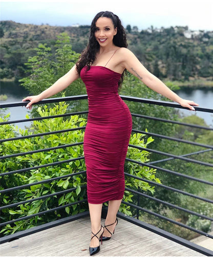 Fashion Pleated Long Sheath Dresses for Women