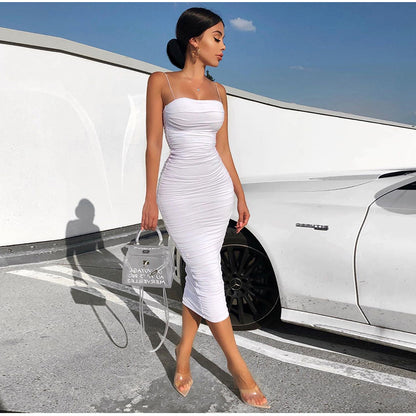 Fashion Pleated Long Sheath Dresses for Women