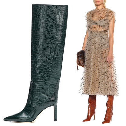 Fashion Peep Toe Crocodile Print Plus Sizes Women Boots