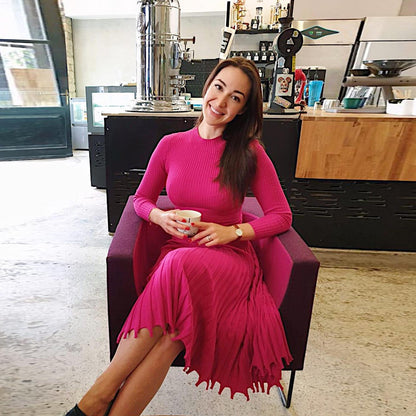 Hot Selling Fashion Women Midi Length  Fall Dresses