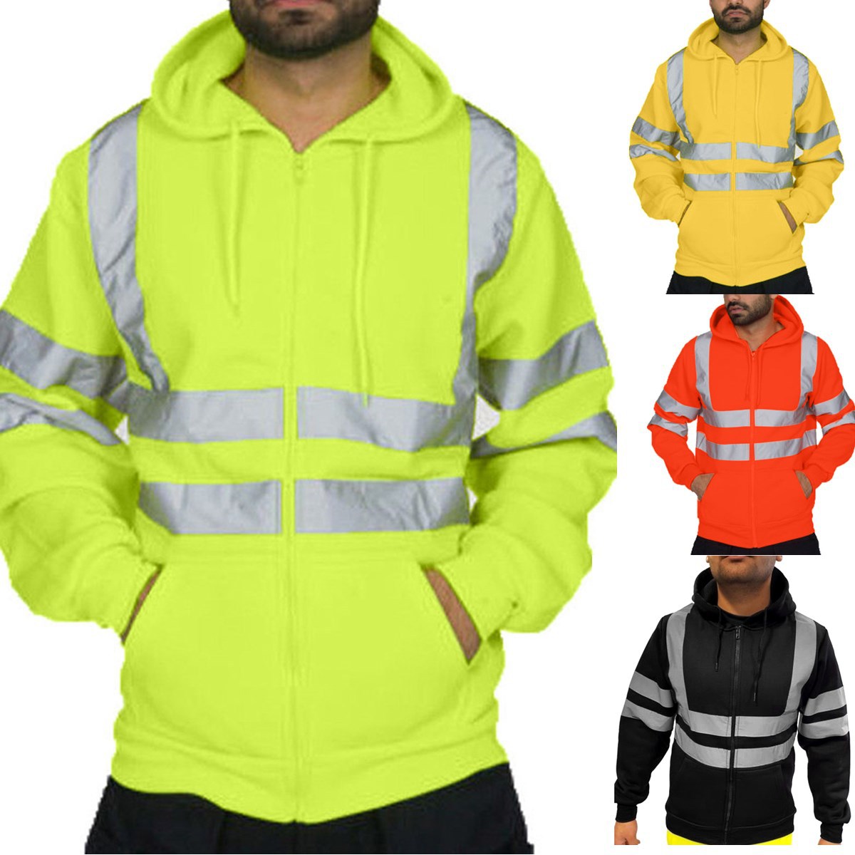Men Reflective Sanitation Worker Uniform Hoodies