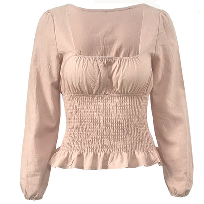 Fashion Square Neckline Long Sleeves T Shirts for Women