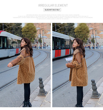Fashion Leather with Fur Winter Women Jacket Coats