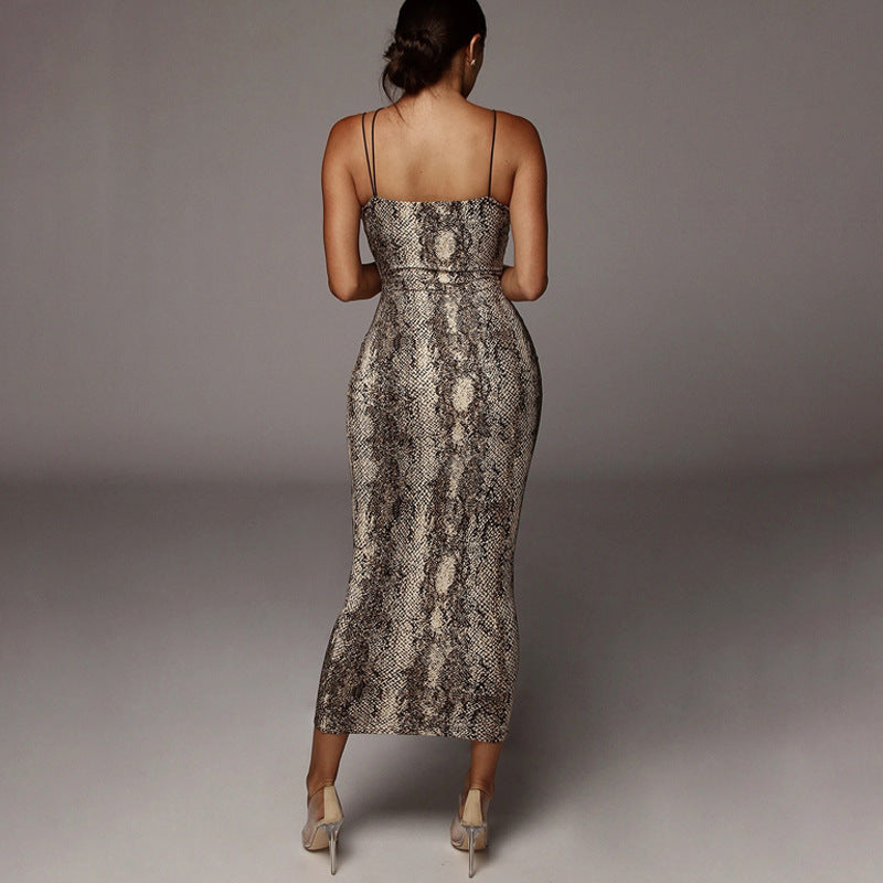 Sexy Simple Style Sleeveless V Neck Leopard Dresses