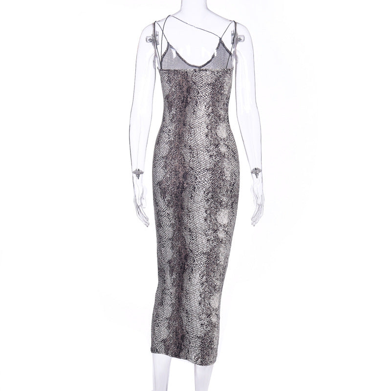 Sexy Simple Style Sleeveless V Neck Leopard Dresses