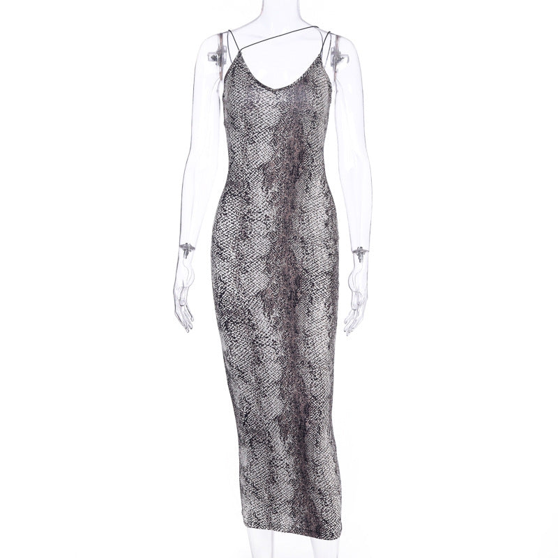 Sexy Simple Style Sleeveless V Neck Leopard Dresses