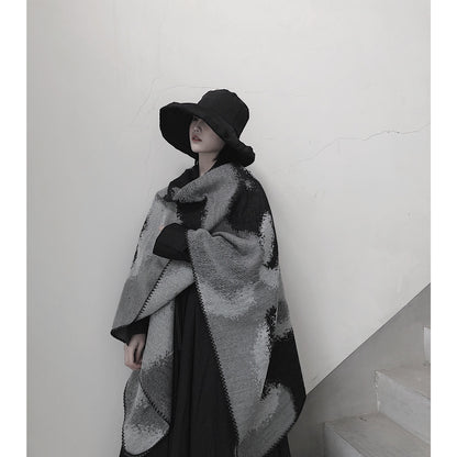 3 in 1 Faux Cashmere Black Warm Cloak Scarves