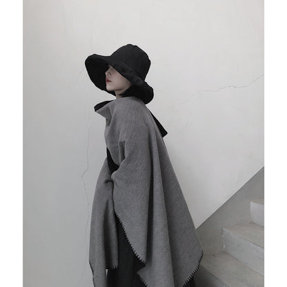 3 in 1 Faux Cashmere Black Warm Cloak Scarves