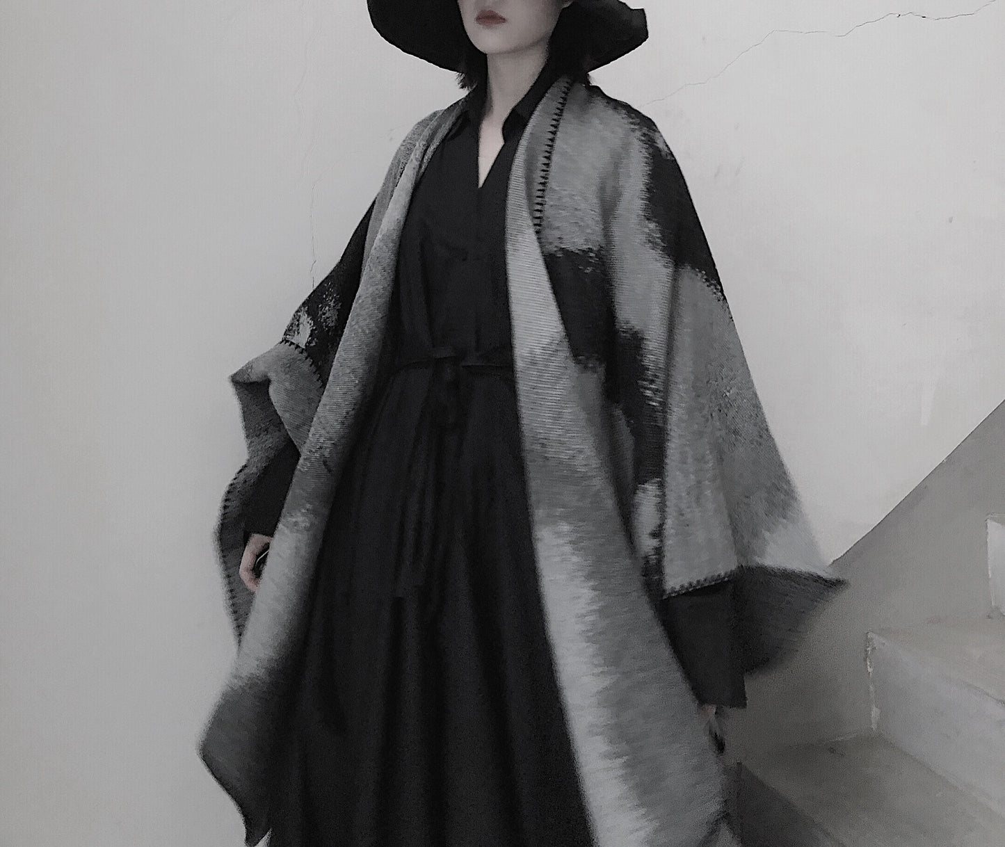 3 in 1 Faux Cashmere Black Warm Cloak Scarves