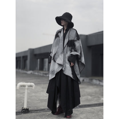 3 in 1 Faux Cashmere Black Warm Cloak Scarves