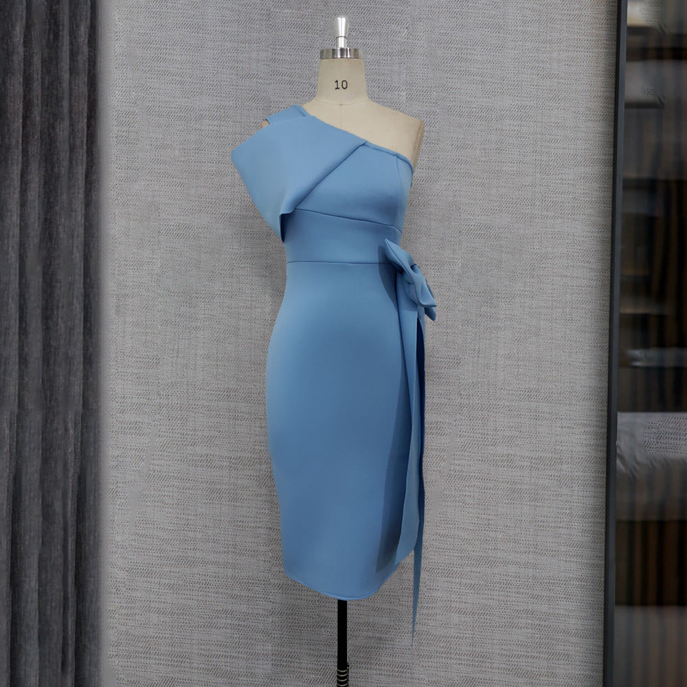 Sexy One Shoulder Bowknot Sheath Party Dresses