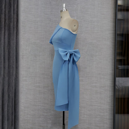 Sexy One Shoulder Bowknot Sheath Party Dresses