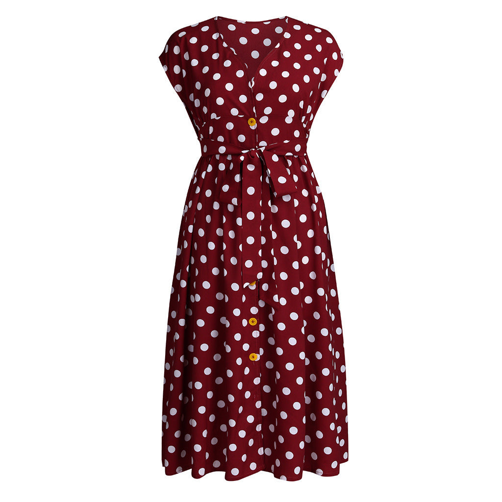 Women Plus Sizes Dot Print Summer Dresses